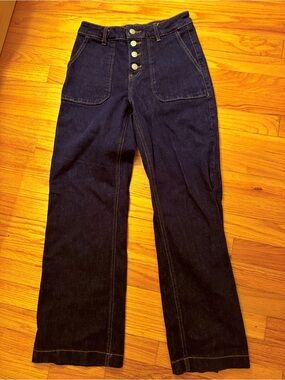 French Oraije Pauline Women's High-Waist Dark Blue Button-Fly Jeans size 36/4